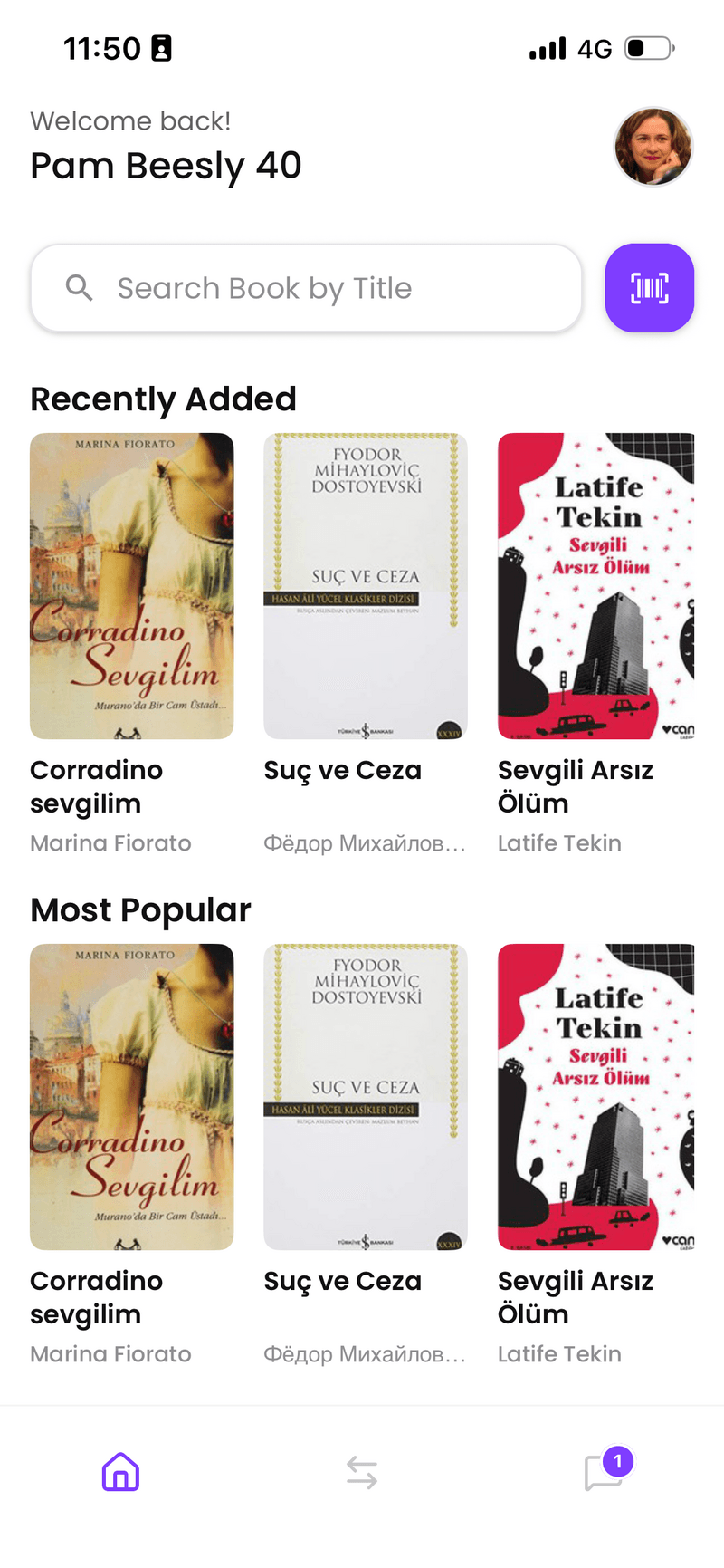 BookSwap discover feed with recently added and most popular books